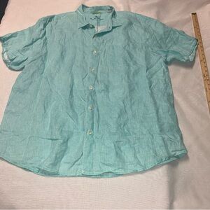 Tommy Bahama 100% Linen Shirt Men's 3XL Blue Short Sleeve Party Breezer